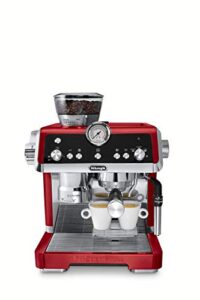 de'longhi ec9335r la specialista espresso machine with sensor grinder, dual heating system, advanced latte system & hot water spout for americano coffee or tea, stainless steel,67.6 oz, red