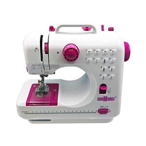 Sew Mighty Mini Sewing Machine – Portable, Battery & AC Powered, 12 Programmed Stitch Patterns, Dual Speed – Sews Forward & Reverse, AC Power or Battery Operated – Includes Foot Pedal