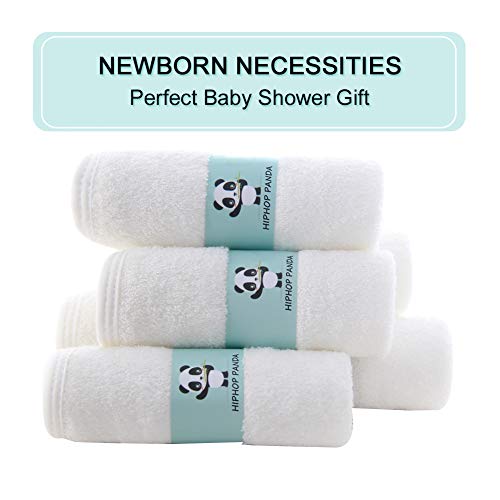 HIPHOP PANDA Bamboo Baby Washcloths,30 Pack (White) - 2 Layer Ultra Soft Absorbent Bamboo Towel - Natural Reusable Baby Wipes for Delicate Skin - Baby Registry as Shower