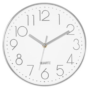 lumuasky silent wall clock battery operated analog small cute non-ticking decorative clock for bedroom kitchen living room school office classroom decor (10 inch)