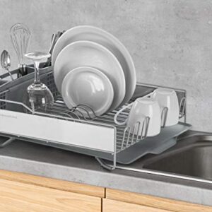 KitchenAid Full Size Dish Rack, Light Grey & OXO Good Grips SimplyTear Paper Towel Holder - Stainless Steel