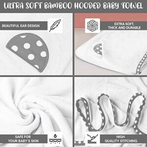 Set of 2 Bamboo Hooded Baby Towels – Luxurious, Large and Super Absorbent – 30 x 30 Inch – Soft and Suitable for Infants, Toddlers and Kids – 400 GSM White