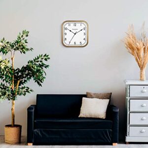 PresenTime & Co 10" Anton Vintage Square Clock, Silent No Ticking, Wall & Mantel 2 in 1 Clock, Desk and Shelf Clock, Tabletop Décor, Antique Hamilton Gold