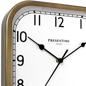 PresenTime & Co 10" Anton Vintage Square Clock, Silent No Ticking, Wall & Mantel 2 in 1 Clock, Desk and Shelf Clock, Tabletop Décor, Antique Hamilton Gold
