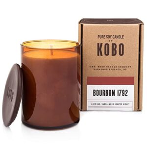 kobo bourbon 1792 scented candle (15 oz) | 100% pure soy wax candles | jar candle hand-poured in usa | all natural, long lasting 100 hour burning candles | scented candles for home