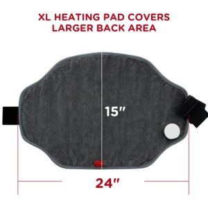 Upgraded Heating Pad for Back Pain Relief, Comfytemp XL Electric Heated Back Wrap with Strap, 9 Heat Settings, 5 Auto-Off, Stay On, Backlight for Cramps, Waist, Lumbar, Abdomen, 15"x 24" - Washable