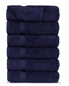 ftb classic washcloths set 6 piece washcloths (navy blue, 6 washcloths)