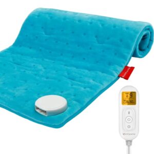 comfytemp heating pad upgraded, electric heat pad | 9 heat setting, stay on, 11 timers auto-off, ultra-soft | 12 x 24 inch heated pad for cramps, back pain relief, neck and shoulders, machine washable