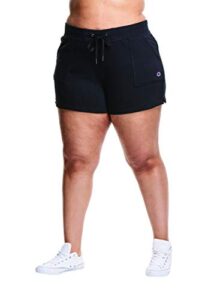champion french terry, comfortable plus size gym shorts for women, black, 2x