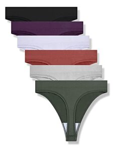 grankee women's breathable seamless thong panties no show underwear 6 pack(black/caramel/purple/olive green/lavender/light grey 6 pack xl)
