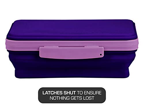 It's Academic Flexi Storage Boxes with Lids, Collapsible Pencil Case for Craft and School Supplies, 4-Pack, Assorted