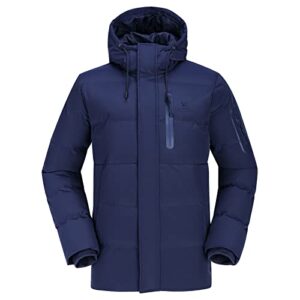 camel men puffer jacket with hooded parkas thicken padded jacket windproof outdoor for winter coat blue