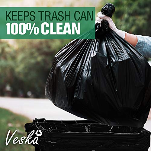 Veska 95 Gallon Trash Bags (Huge 50 Bags w/Ties) 95-96 Gallon Trash Bags Large Black Heavy Duty Can Liners, Large 90 Gal, 95 Gal, 96 Gal,100 Gallon Garbage Can Liners