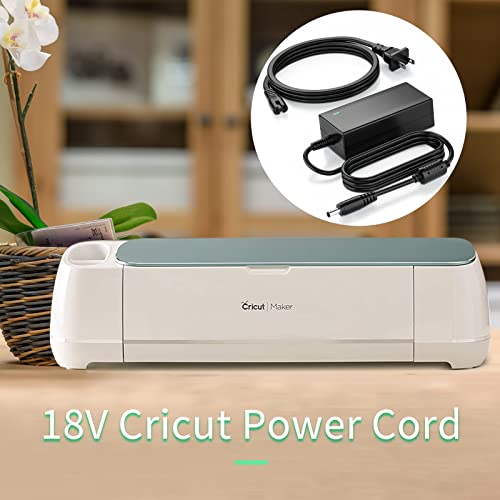 18V Power Cord Replacement for Cricut Explore Air 2, Cricut Maker, Personal Expression Create, Mini, Cake, Original Cutting Machine, Provo Craft Explore One KSAH1800250T1M2 AC Adapter Charger