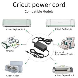 18V Power Cord Replacement for Cricut Explore Air 2, Cricut Maker, Personal Expression Create, Mini, Cake, Original Cutting Machine, Provo Craft Explore One KSAH1800250T1M2 AC Adapter Charger