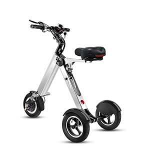 topmate es32 electric scooter 3 wheels foldable trike with seat for adults, light weight mobility scooter with reverse function and key switch, 10 inch pneumatic tires tricycle for commute and travel