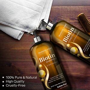 MAJESTIC PURE Biotin Shampoo and Conditioner Set with DHT Blocker Complex - Hydrating, Nourishing & Supporting Healthy Hair Growth, Sulfate Free, for Men & Women - 16 fl oz each