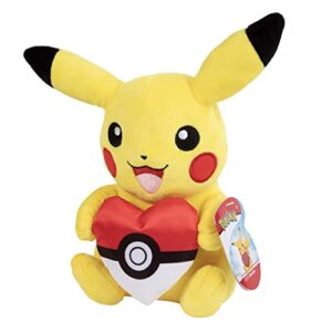 pokémon 8" pikachu with heart poke ball plush - officially licensed - quality & soft stuffed animal toy - add to your collection! - great gift for kids, boys, girls & fans of pokemon