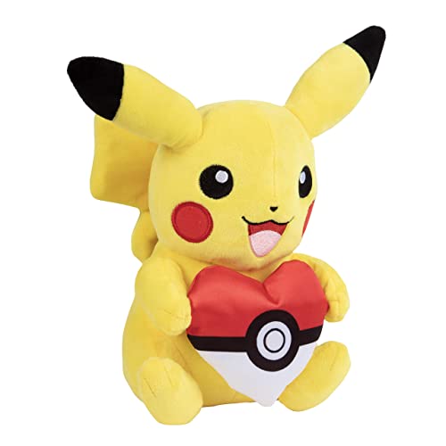 Pokémon 8" Pikachu with Heart Poke Ball Plush - Officially Licensed - Quality & Soft Stuffed Animal Toy - Add to Your Collection! - Great Gift for Kids, Boys, Girls & Fans of Pokemon