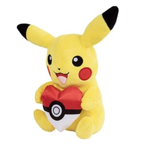 Pokémon 8" Pikachu with Heart Poke Ball Plush - Officially Licensed - Quality & Soft Stuffed Animal Toy - Add to Your Collection! - Great Gift for Kids, Boys, Girls & Fans of Pokemon