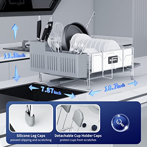 Kitsure Dish Drying Rack, Large Kitchen Dish Rack and Drainboard Set with Easy Installation, Durable Stainless Steel Dish Rack for Counter