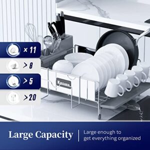 Kitsure Dish Drying Rack, Large Kitchen Dish Rack and Drainboard Set with Easy Installation, Durable Stainless Steel Dish Rack for Counter