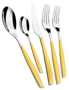 bugatti italy glamour 5 piece place setting flatware cutlery set (yellow)