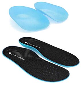 heel that pain gel plantar fasciitis insoles, medium (w 6.5-10, m 5-8) & heel that pain plantar fasciitis insoles full length heel seats foot orthotic inserts, medium (w 8-8.5 and m 6.5-7)