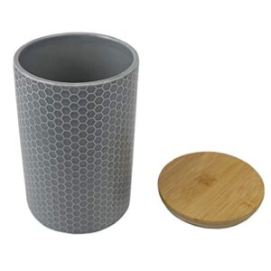 Home Basics Large Honeycomb Design Kitchen Canister (Grey) Modern Canister Sets For Kitchen Counter | With Bamboo Lid | Perfect For Storing Dry Food, Baking Staples, Snacks, and More