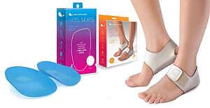 heel that pain plantar fasciitis insoles | heel seats foot orthotic inserts, blue small (women's 5-6) & heel that pain heel seat wraps for plantar fasciitis and heel spurs small (women's 5-6)