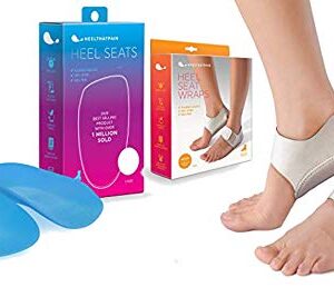 Heel That Pain Plantar Fasciitis Insoles | Heel Seats Foot Orthotic Inserts, Blue Small (Women's 5-6) & Heel That Pain Heel Seat Wraps for Plantar Fasciitis and Heel Spurs Small (Women's 5-6)