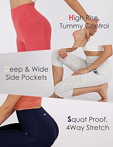 ODODOS Women's High Waisted Yoga Capris with Pockets,Tummy Control Non See Through Workout Sports Running Capri Leggings, Black,Medium