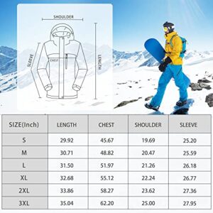 FREE SOLDIER Men's Waterproof Ski Snow Jacket Fleece Lined Warm Winter Rain Jacket with Hood Fully Taped Seams(Black,XL)