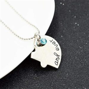 MileHouse Fine Necklace for Girls,4Pcs/Set Best Friend BFF Friendship Puzzle Rhinestone Heart Matching Necklace