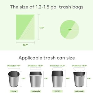 1.2 Gallon Small Trash bags Biodegradable Mini Bathroom Garbage Bags Fit 4.5 Liter Trash-Can-Liners for Bathroom Kitchen Office (150 Counts,Green)