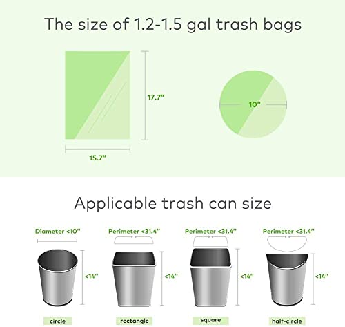 1.2 Gallon Small Trash bags Biodegradable Mini Bathroom Garbage Bags Fit 4.5 Liter Trash-Can-Liners for Bathroom Kitchen Office (150 Counts,Green)