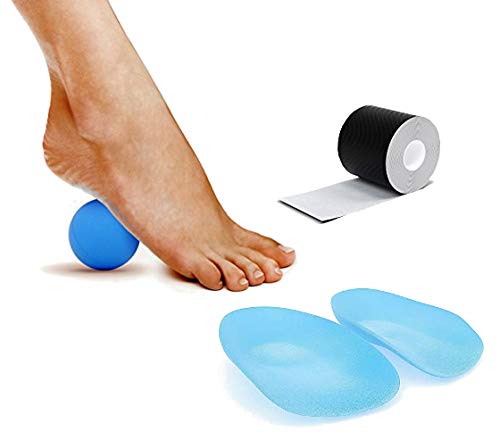 Heel That Pain Gel Plantar Fasciitis Insoles, Medium (W 6.5-10, M 5-8) & Heel That Pain Foot Massage and Mobility Ball & Heel That Pain Kinesiology Tape - 2" x 16.6yds, All-Purpose KT Tape