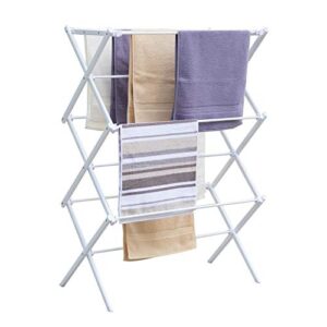 yubelles 3 tiers extendable clothes drying rack, vertical laundry rack portable and collapsible for storage indoor outdoor, white