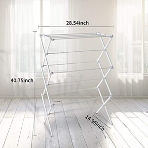 YUBELLES 3 Tiers Extendable Clothes Drying Rack, Vertical Laundry Rack Portable and Collapsible for Storage Indoor Outdoor, White