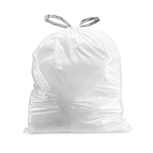 Plasticplace TRA155WH Code F Compatible (100 Count) │ White Drawstring Garbage, Liners 6.5 Gallon / 25 Liter │ 21.75" x 20"