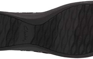 Clarks Women's Arla Glison Flip-Flop, Black Textile With Daisies, 8