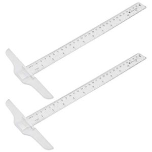 kyuionty 2pcs junior t-square plastic transparent t-ruler 30cm/ 12 inch for drafting & art framing