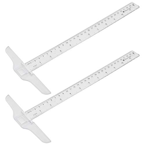 Kyuionty 2Pcs Junior T-Square Plastic Transparent T-Ruler 30cm/ 12 Inch for Drafting & Art Framing