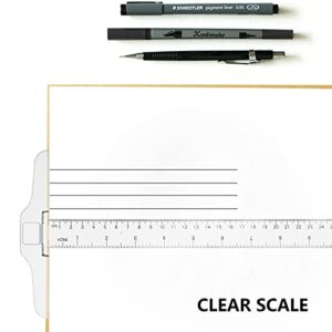 Kyuionty 2Pcs Junior T-Square Plastic Transparent T-Ruler 30cm/ 12 Inch for Drafting & Art Framing