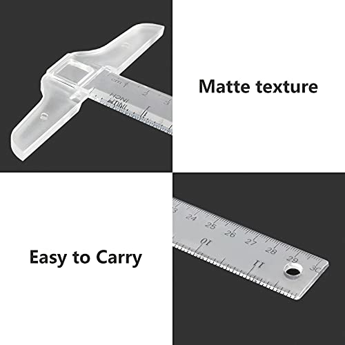 Kyuionty 2Pcs Junior T-Square Plastic Transparent T-Ruler 30cm/ 12 Inch for Drafting & Art Framing