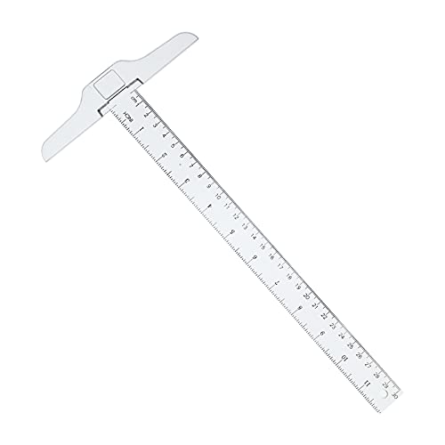 Kyuionty 2Pcs Junior T-Square Plastic Transparent T-Ruler 30cm/ 12 Inch for Drafting & Art Framing