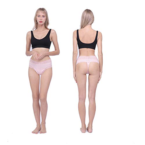 Delcroix High Waist Postpartum Underwear & C-Section Recovery Maternity Panties Women Retro Lace Cotton Thong 5 Pack