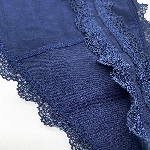 WKFIINM Pack 6 High Waisted Lace Thong for Women Cotton Underwear Plus Size High Rise Retro Tummy Control Thongs Panties