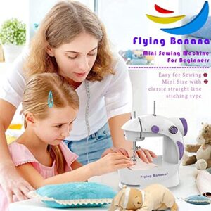 Mini Sewing Machine for Beginners-Maquina de Coser, Easy Automatic Sewing Machine with Extension Table, Household Electric Portable Sewing Tool with Sewing Kit, Small, for All Age, Kids or Adults