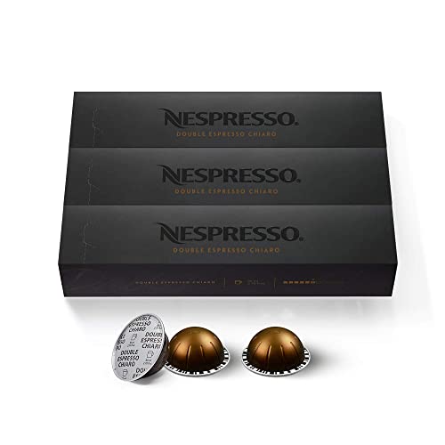 Nespresso Capsules VertuoLine, Stormio, Dark Roast Coffee, 30 Count Coffee Pods, Brews 7.8oz & Capsules VertuoLine, Double Espresso Chiaro,Medium Roast Espresso Coffee, Coffee Pods, 30 Count